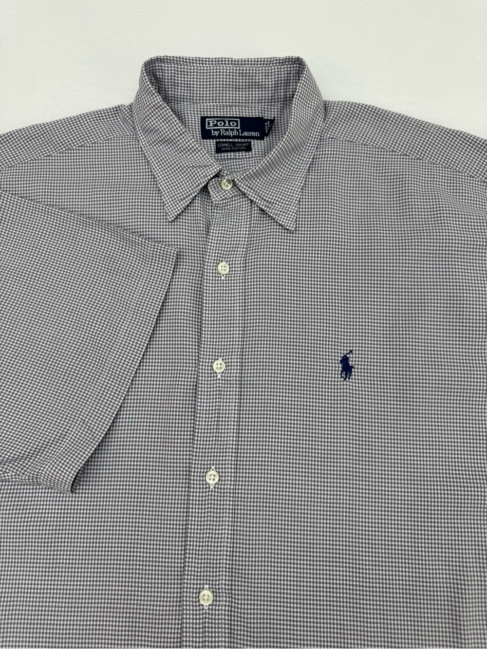 Polo Ralph Lauren Lowell Sport Men's XL Pony Short Sleeve Button Down Grey White